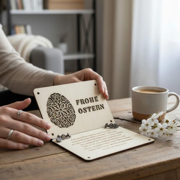 Geld Geschenke zu Ostern: Stilvolle Geld Geschenkkarte - Holzkarte - personalisiert – Die perfekte Geschenkidee für deine Liebsten!